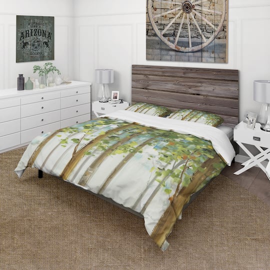 Designart 'Green Forest Study' Farmhouse Bedding Set